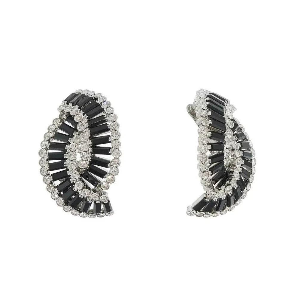 Braided Geometric Clip Earrings for Women Temperament Rhinestone Clip Earrings