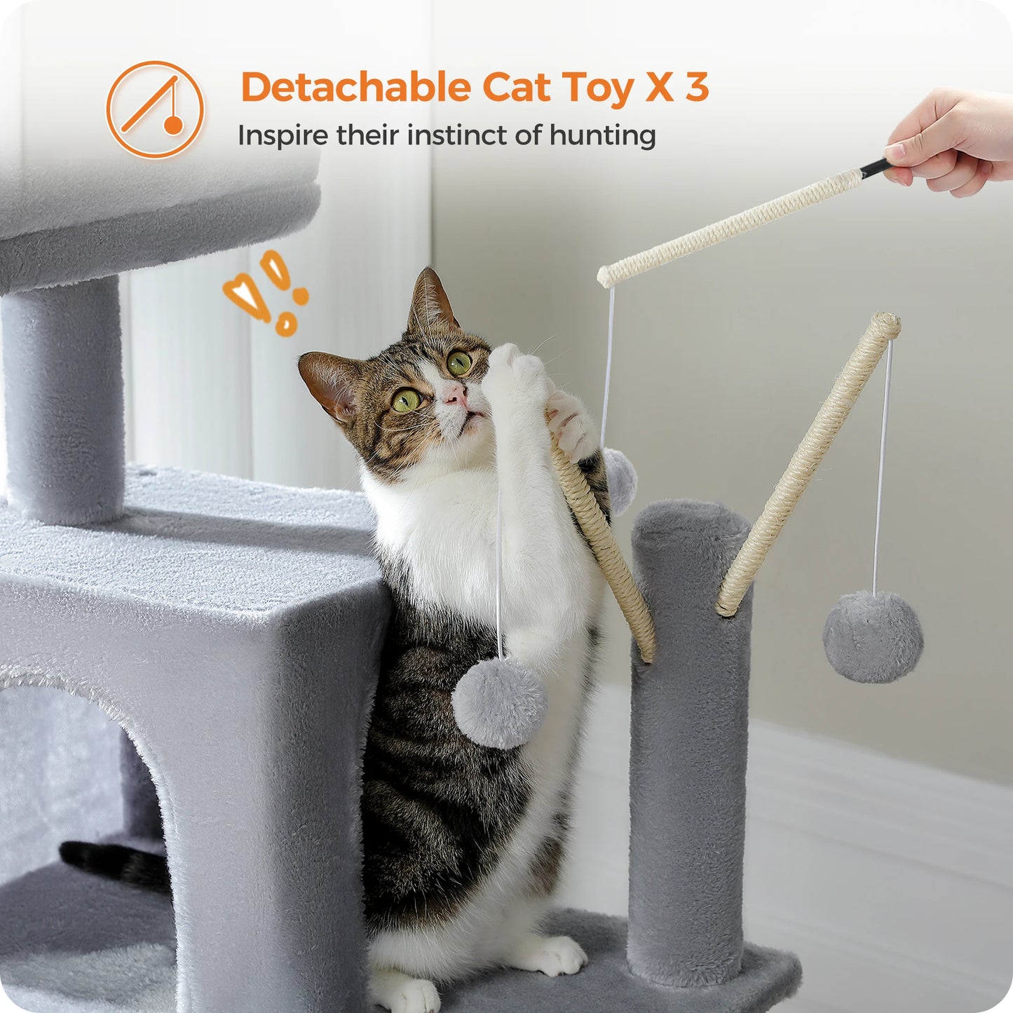 Large Multi-Level Cat Tree Tower with Scratching Posts,
cozy Hammock, Condo House, Tall Cat Scratcher for Indoor, Pet Toys