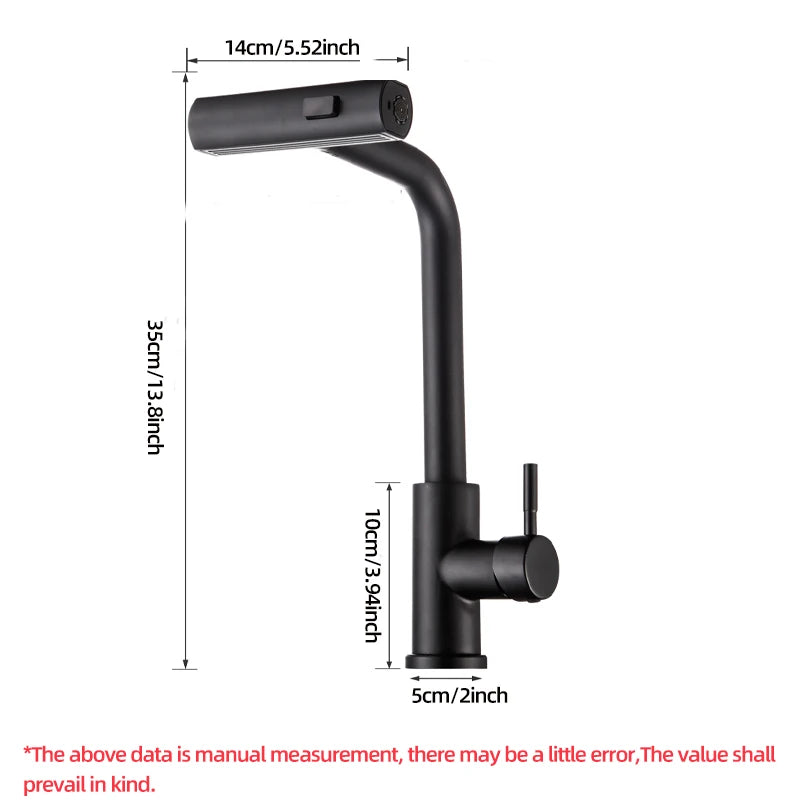 Stainless Steel Kitchen Single Handle Three-in-one Hot and Cold Rotating Faucet
Waterfall Style Pull-down Tap