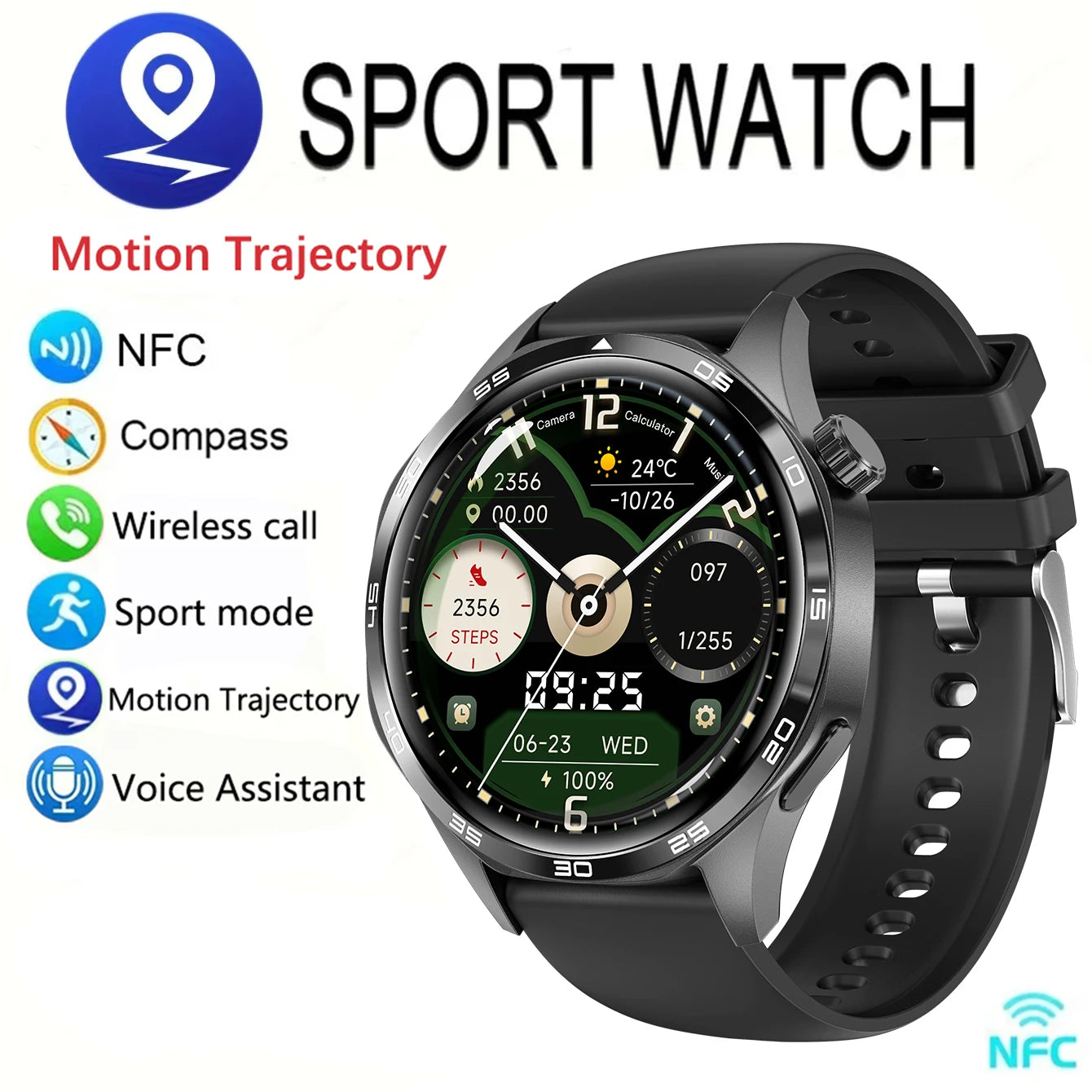 New Men's Smart 5.0 Bluetooth GPS Function, Heart Rate Health Monitoring
1.53-inch Smart Watch, Activity, Ste[, & Distance Tracker