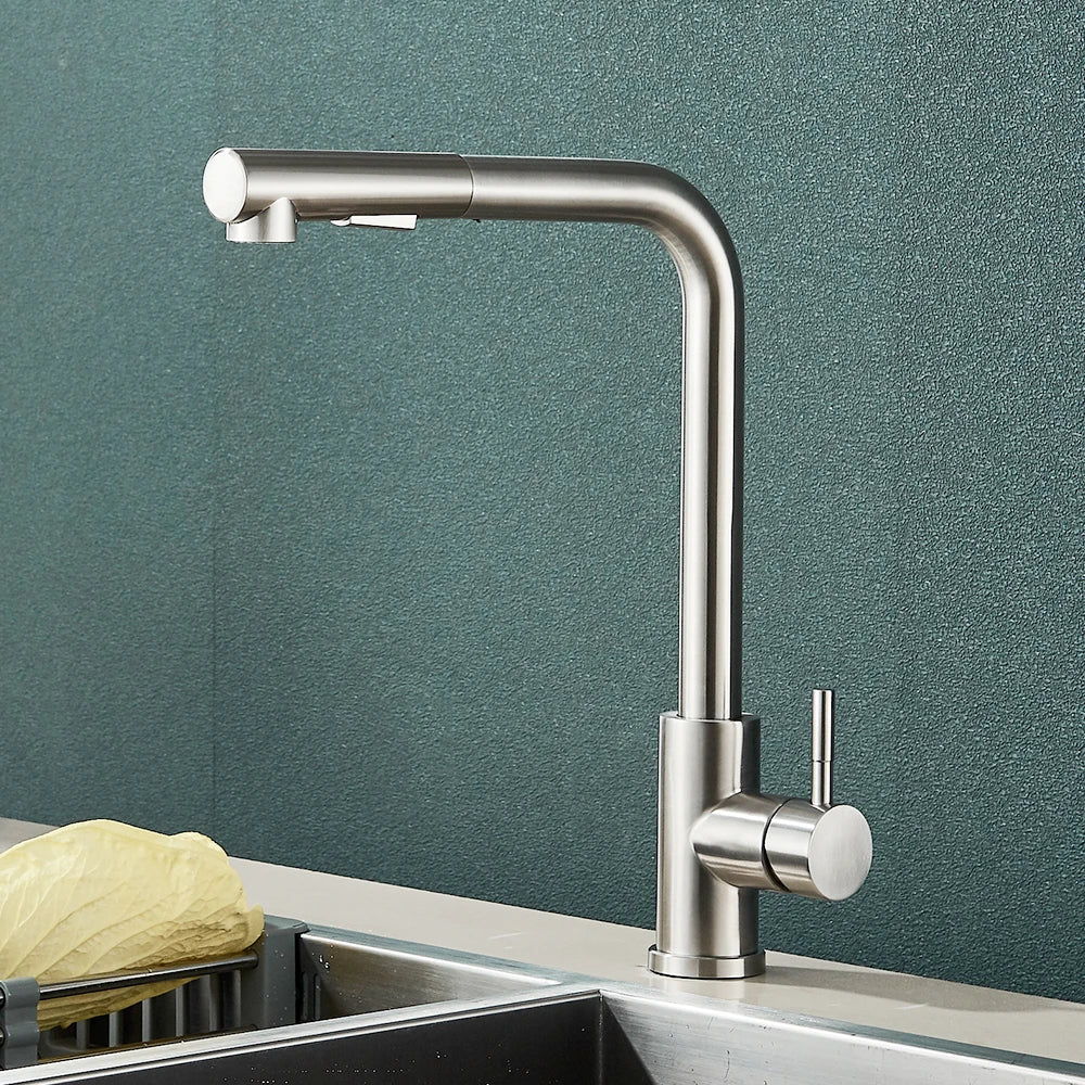 Black Flexible Pull Out Kitchen Faucet Stainless Steel
2 Modes Nozzle Faucets 360 Degree Rotating Hot Cold Water Sink Mixer Tap