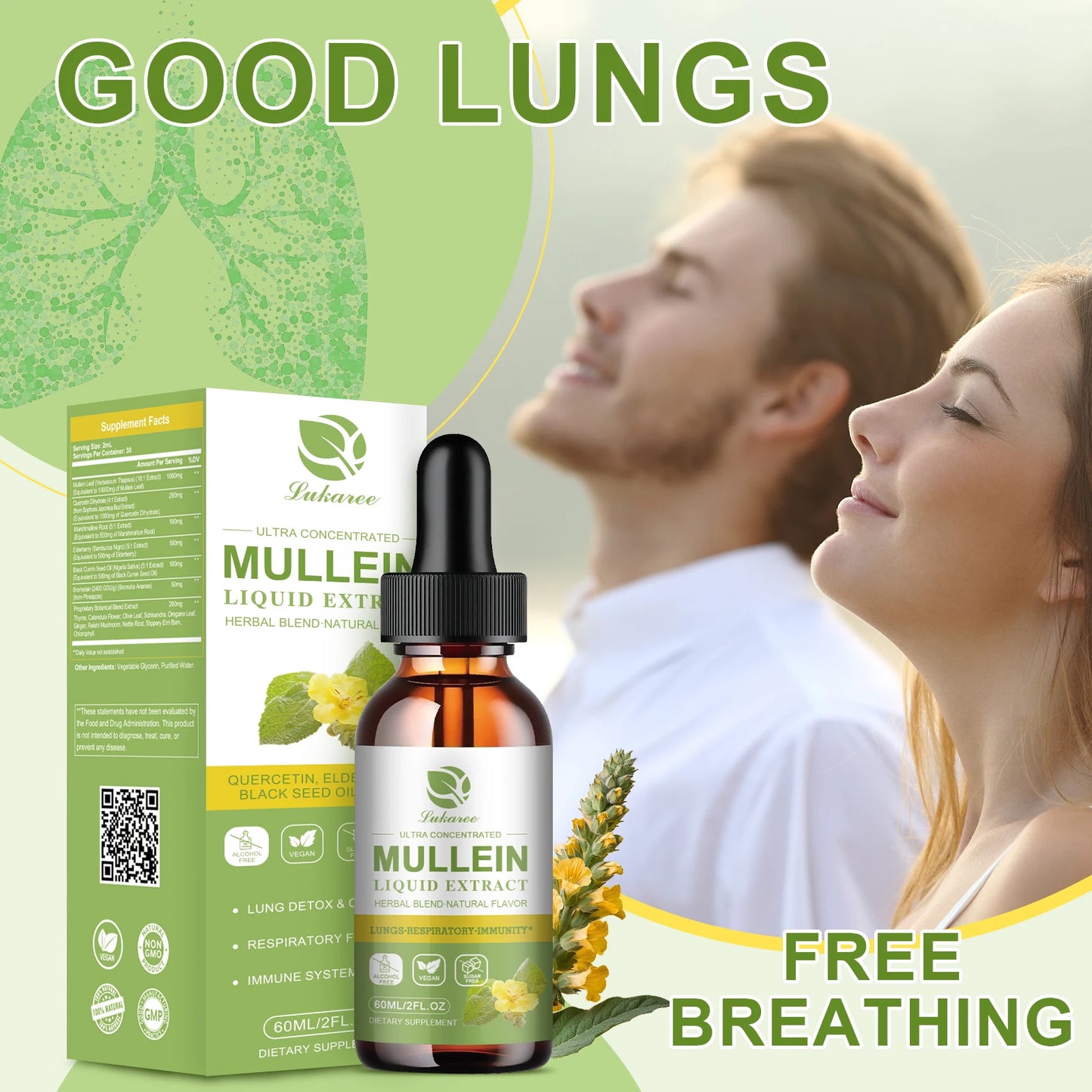 Mullein Drops for Lungs -
Mullein Leaf Extract Supplement -
Lung & Bronchial Cleanse - Respiratory Health Support