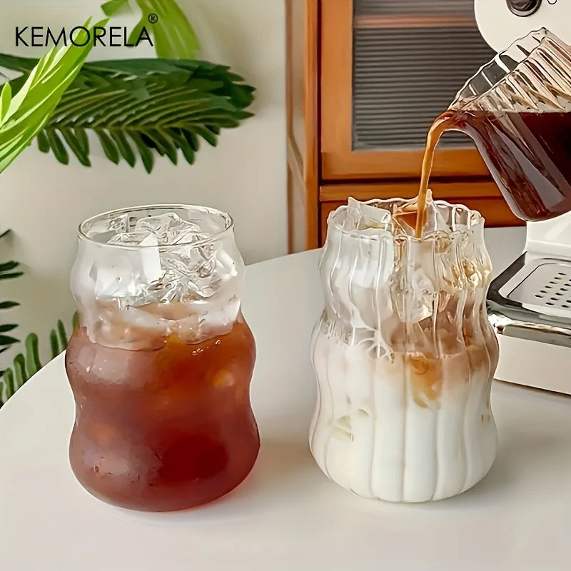 2/4/6PCS INS Glass Cup Heat-resistant Tumbler Drinkware
Transparent Tea Juice Milk Coffee Mug Home Water Glasses Stripe Beer Mug