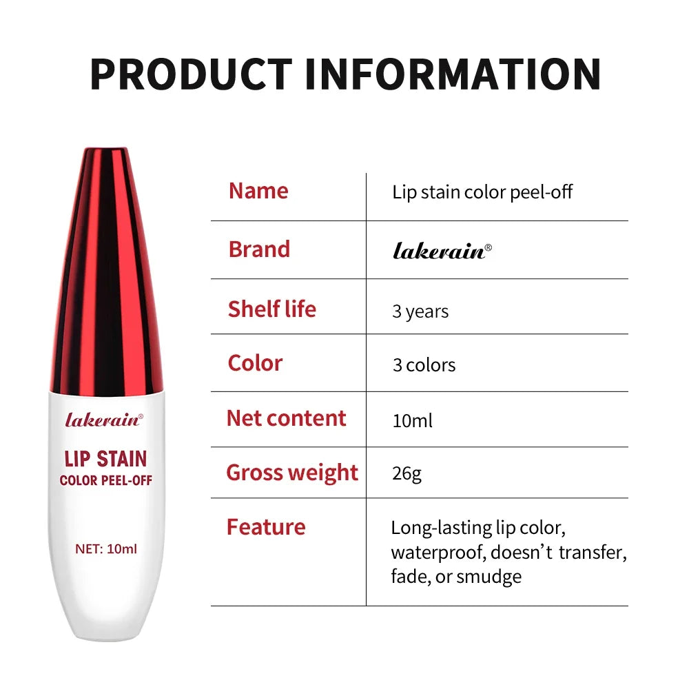 Peel Off Rose Pink Lip Gloss Matte Outline Contour Tattoo Lip Stain Waterproof Waterproof