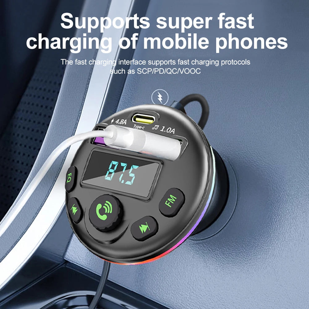 Car Bluetooth 5.0 FM Transmitter MP3 Modulator Player
Handsfree Audio Receiver With 3 in 1 Charge Cable for IPhone Huawei Xiaomi