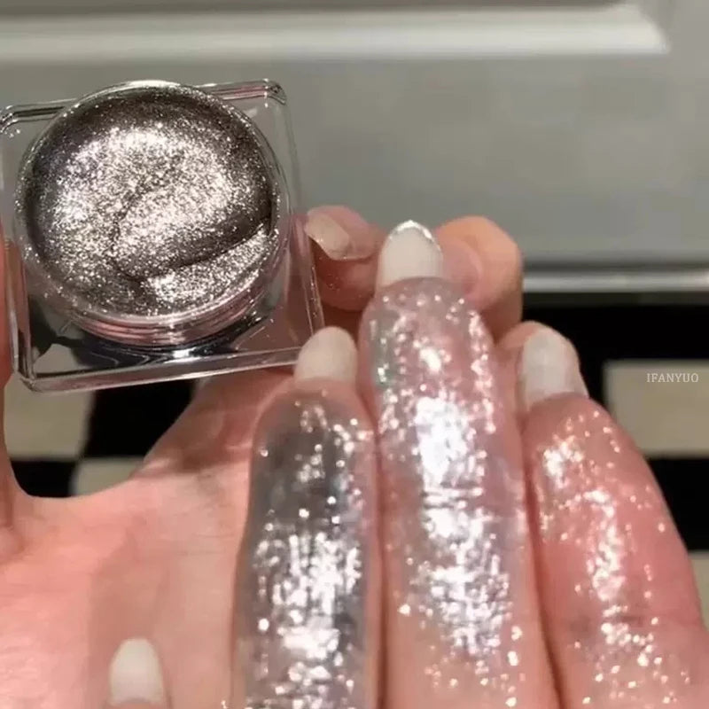 Glitter Punk Smoky Black Eyeshadow Gel Makeup Palette Metallic Dark Silver
Wet Eyes Shadow Highlighter Pearl Pigments Cosmetics