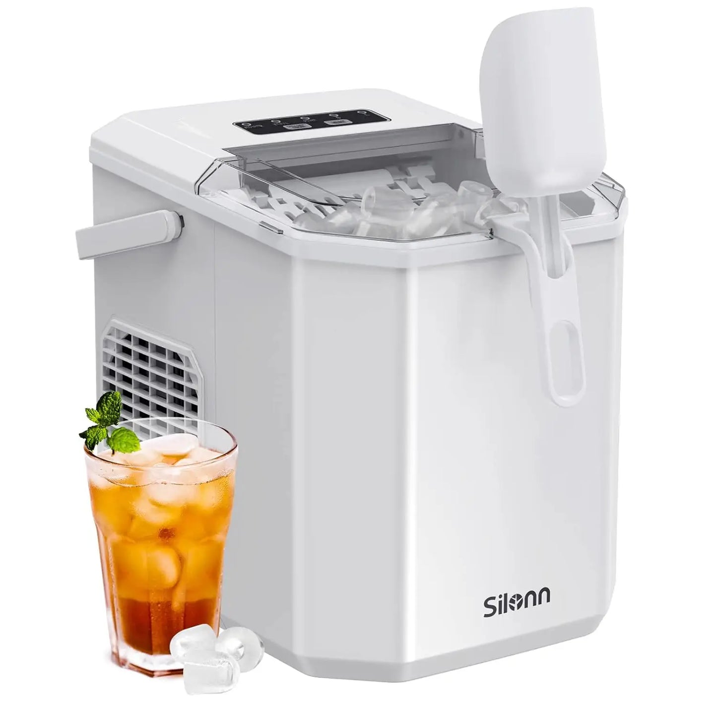 Ice Maker Countertop, Pebble Ice MakerOne-Click Operation with Self-Cleaning