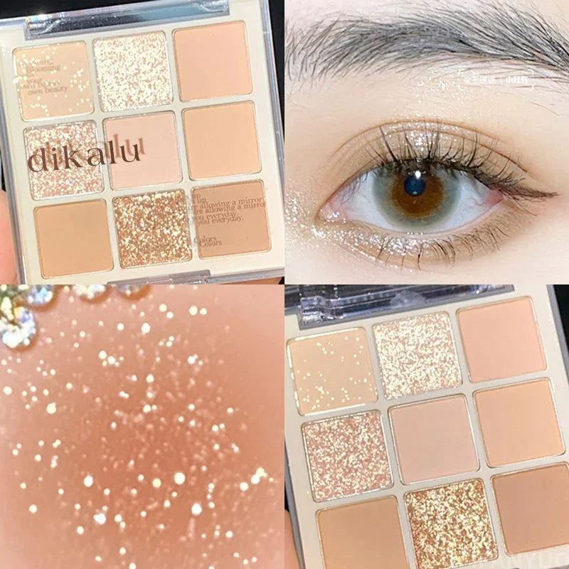 9-Color Eye Shadow Palette Glitter Pearly Eyeshadow Palette Nude