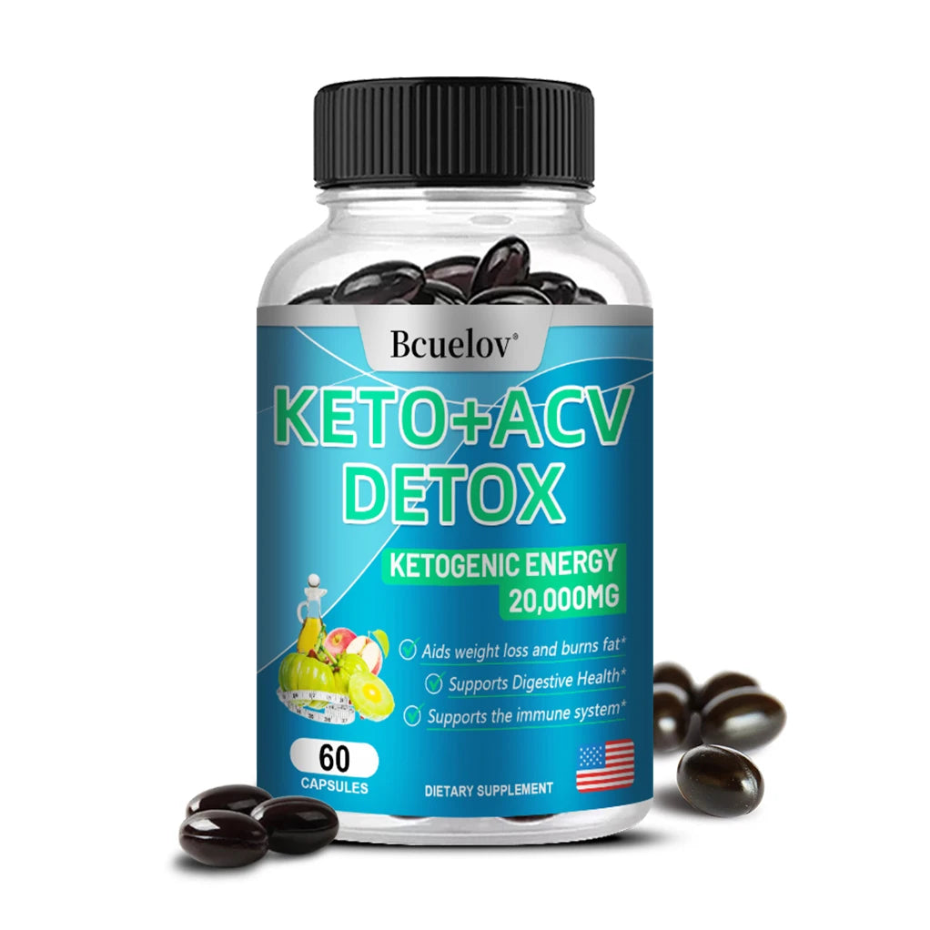 Keto + Apple Cider Vinegar Detox Capsules -
Support Immune, Digestion, Energy, Fat Burning, Weight Management, Metabolism