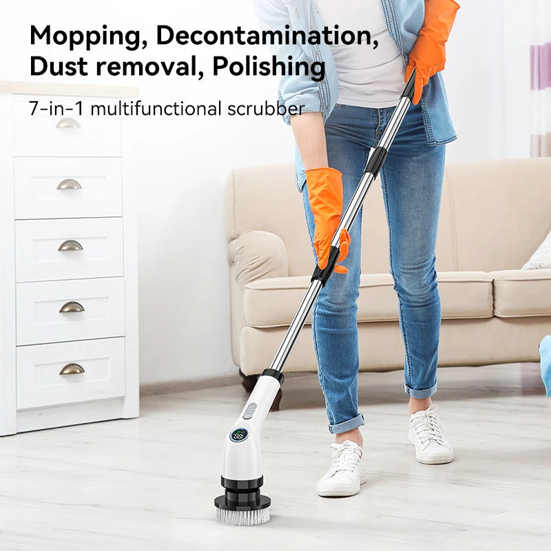 Electric Spin Scrubber Cordless Cleaning Brush Shower Cleaning Brush with
7 Replaceable Brush Heads Power Scrubber 2 Gears Clean