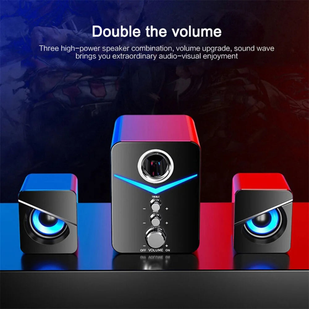 USB Computer LED Speakers System Subwoofer Stereo Bass Control
for Desktop Laptop PC Portable Loud Speaker