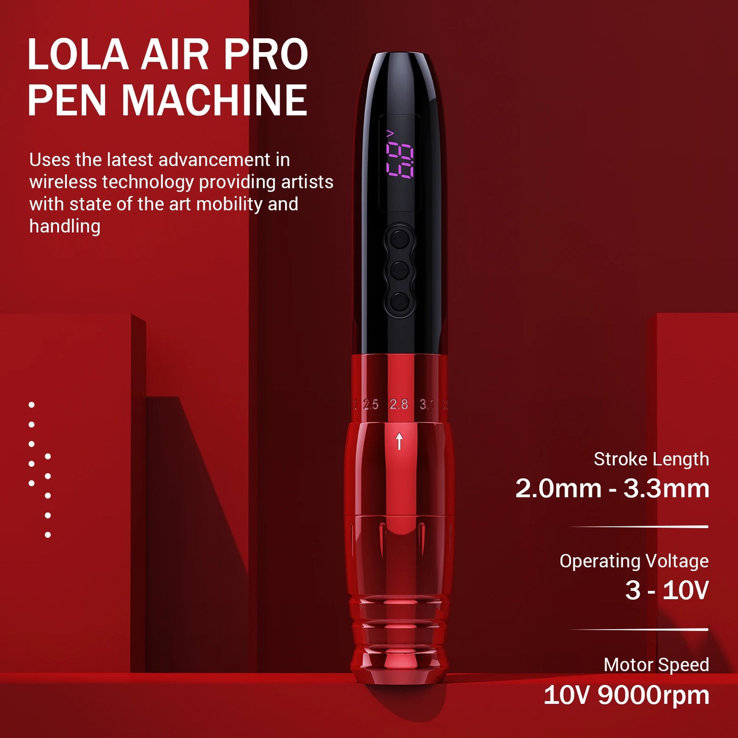 AIR Pro Wireless Battery Permanent Makeup Pen Machine for
PMU SMP&TATTOO Adjustable Stroke for Cartridge Tattoo Needles