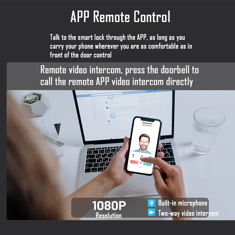 Face Recognition Smart Door Lock With Camera Video Call Voice Intercom Digital Door Lock Automatic Door Lock