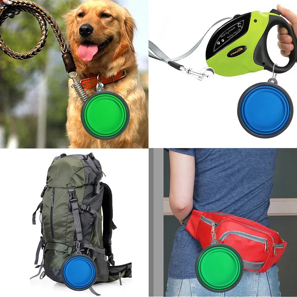 Collapsible Pet Silicone Dog Food Water Bowl Outdoor
Camping Travel Portable Folding Pet Bowl Dishes