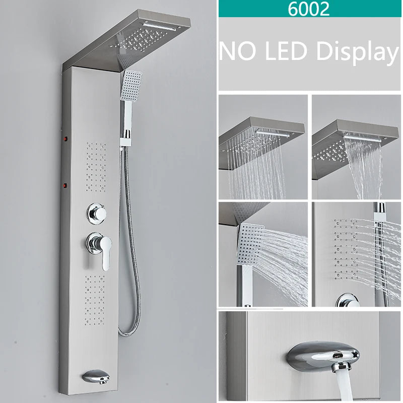 LED Shower Faucet Bathroom SPA Massage Jet Shower Matte Black
Column System Waterfall Rain Shower Panel Bidet Sprayer Tap