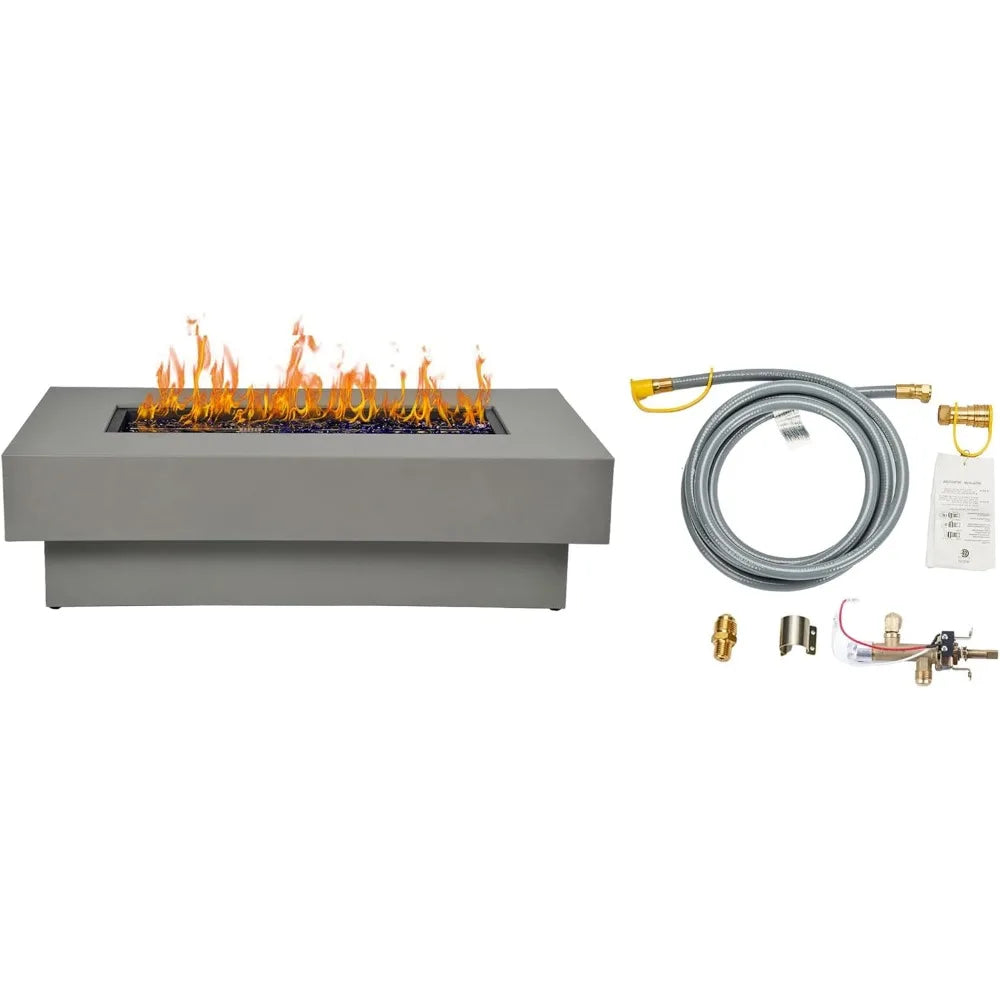 48-inch Fire Table with Natural Gas, 50,000BTU Outdoor Modern Patio Fire Pit