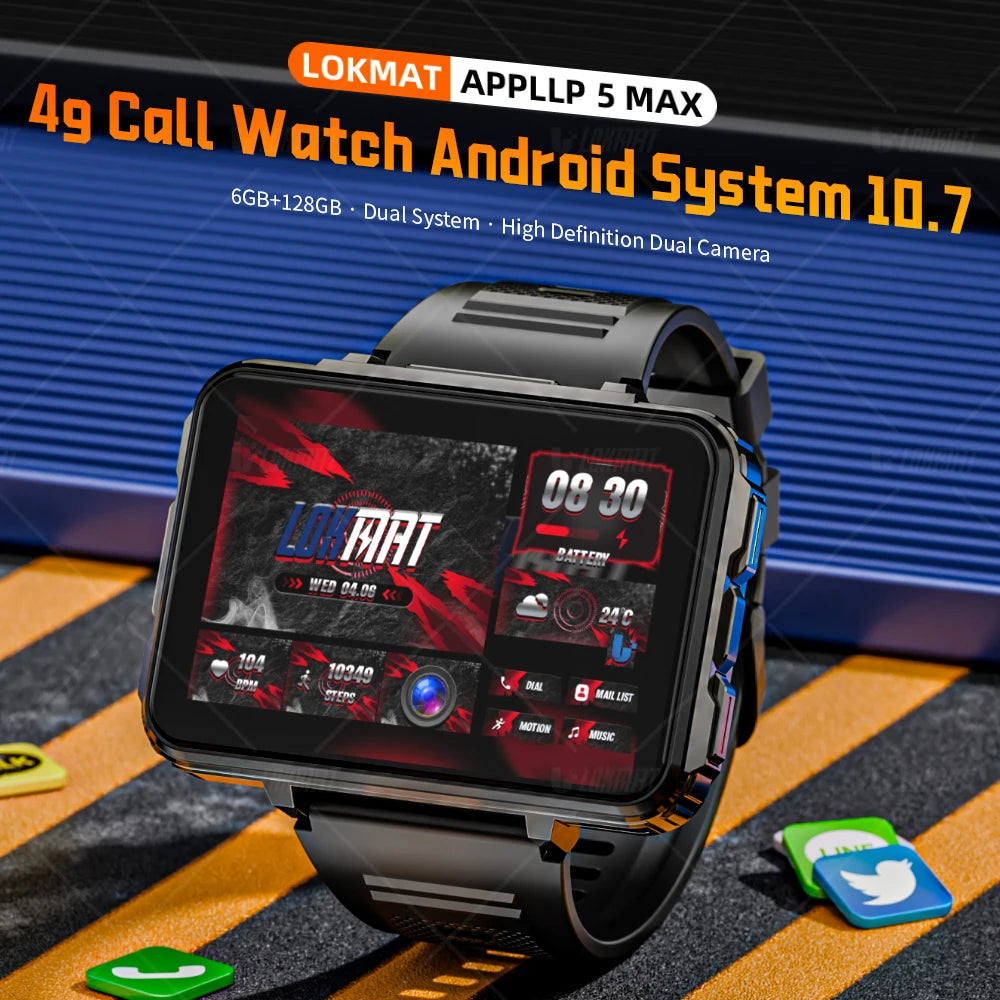 Android Watch Phone Square Big Screen Wifi 4G Dual Camera with Flashlight Gaming Watch
Passometer Fitness Tracker, Call & Message Reminder, Alarm, Caloric Counter, Heart Tracker, Calculator & more