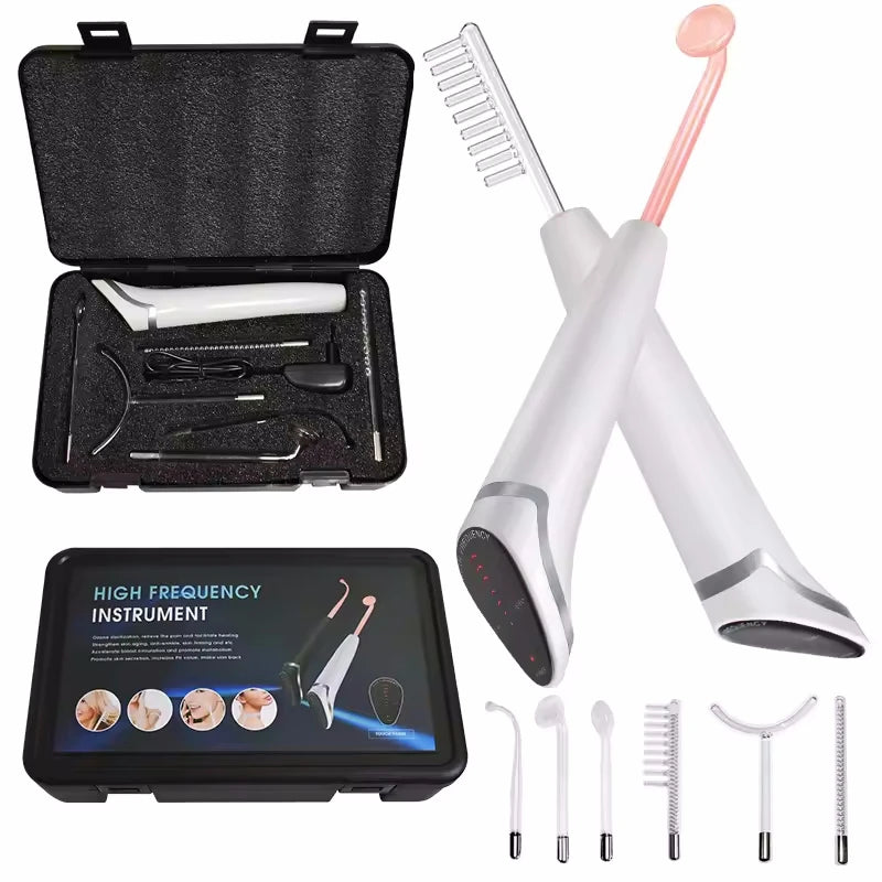 6 IN 1 High Frequency Electrode Wand w/Neon Electrotherapy
Glass Tube Spot Acne Remover Skin Care Face Hair Salon Beauty Device