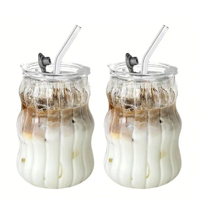 2/4/6PCS INS Glass Cup Heat-resistant Tumbler Drinkware
Transparent Tea Juice Milk Coffee Mug Home Water Glasses Stripe Beer Mug