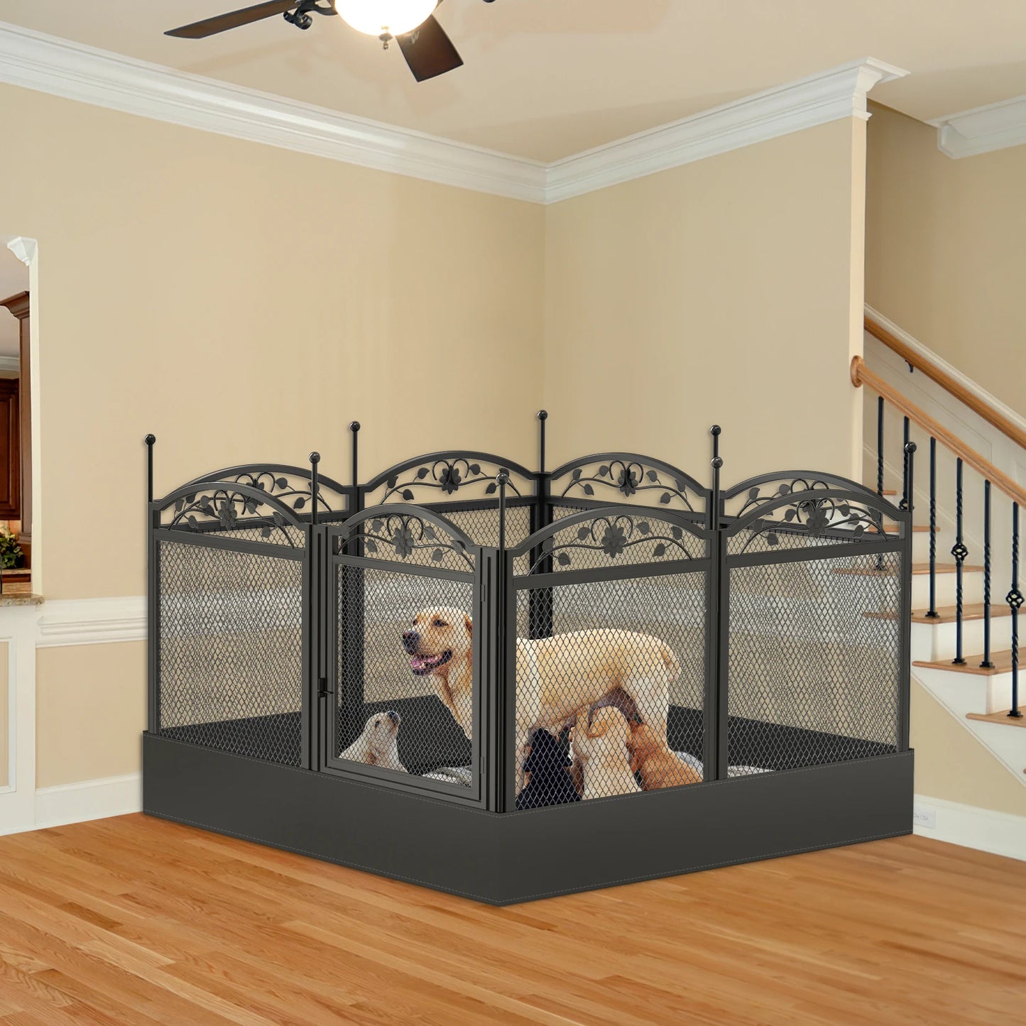 8 Panels DIY Heavy Duty Dog Playpen Pen Outdoor Indoor Dog Puppy Metal Fence