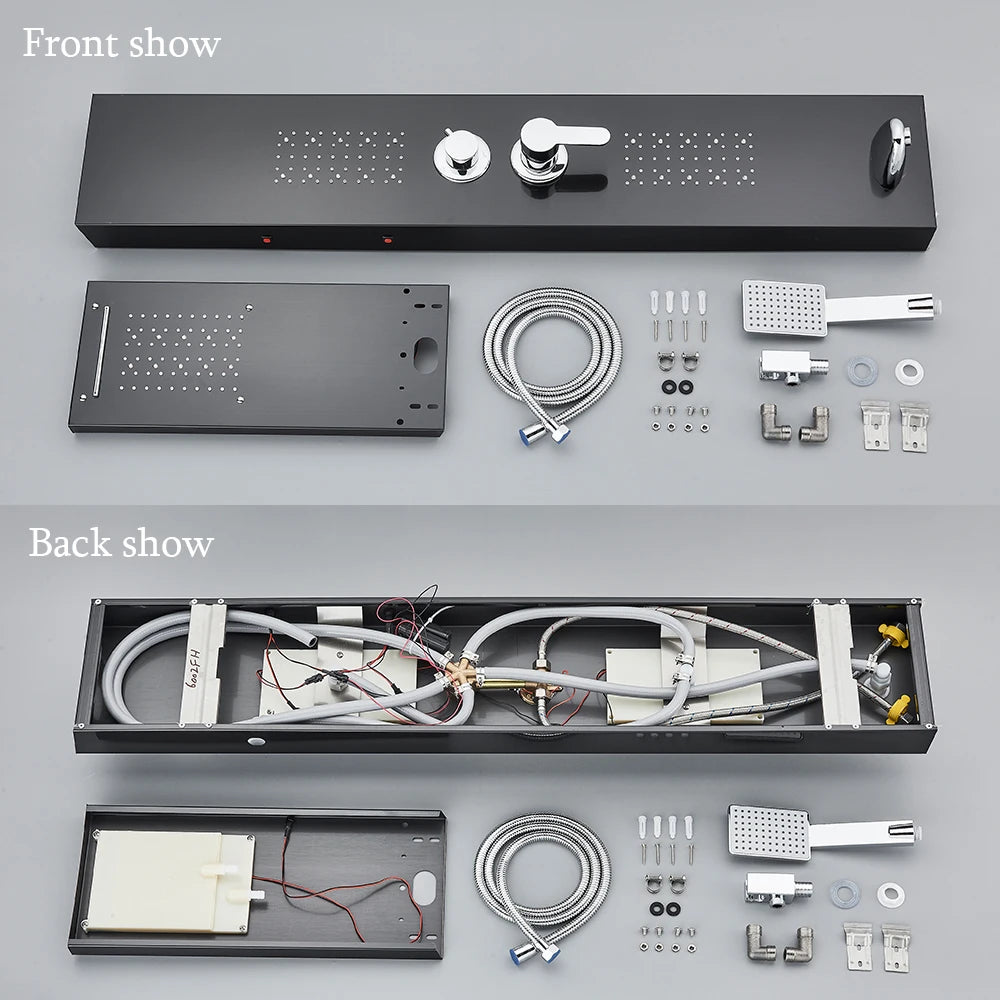 LED Shower Faucet Bathroom SPA Massage Jet Shower Matte Black
Column System Waterfall Rain Shower Panel Bidet Sprayer Tap