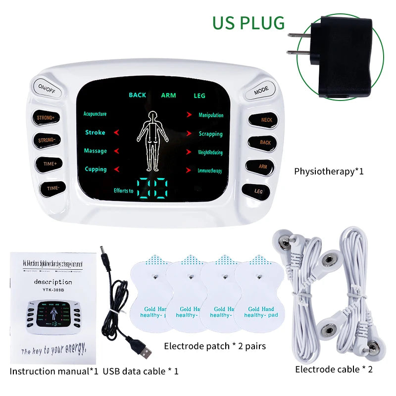 Portable Electronic 8 Modes Tens Massager
EMS Muscle Myostimulation Acupuncture Pulse Massage Pain Relief Physiotherapy Machine