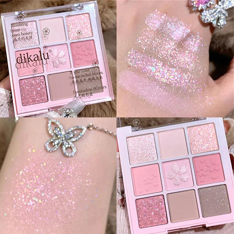 9 Colors Glitter Snowflake Eyeshadow Palette Dream Girl
Pearly Eye Shadow Matte Matte Highlights Cool Tone Charming Eyes Makeup