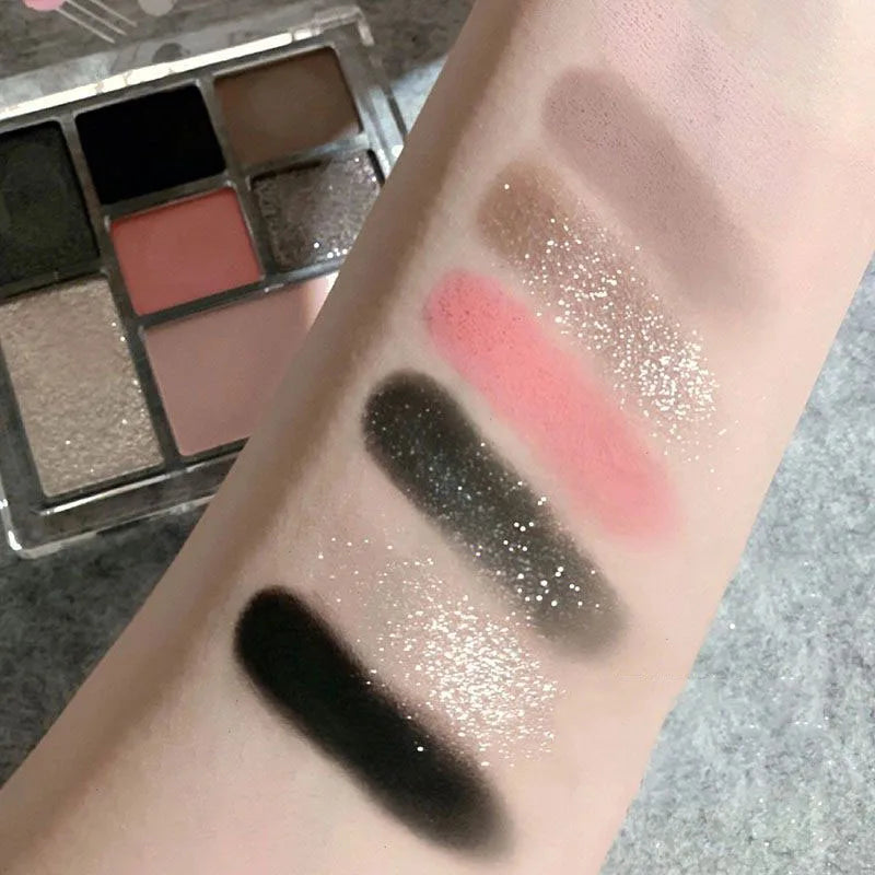 Cool Smoked Eyeshadow Palette Pink-black Hot Girl Glitter Pearly Shadow Eyes Korean Makeup Pallet Cosmetics
