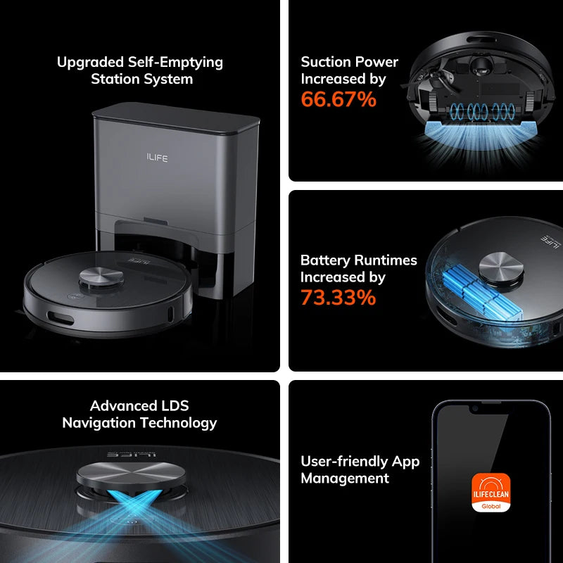 Robot Vacuum Cleaner,5000 Pa,Auto Empty Dock
60 Days Hands off Cleaning Vacuum And Mopping Wet / Dry Sweeping