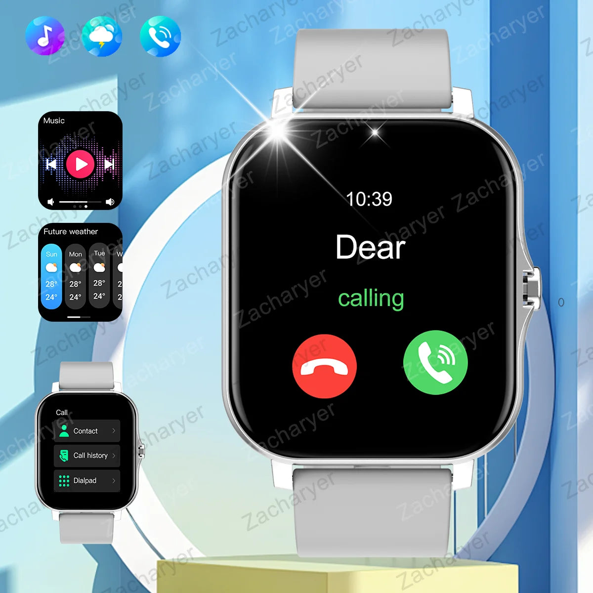 Wireless call function, compatible with Android and iPhone,
sports watch, a variety of sports fitness tracking,