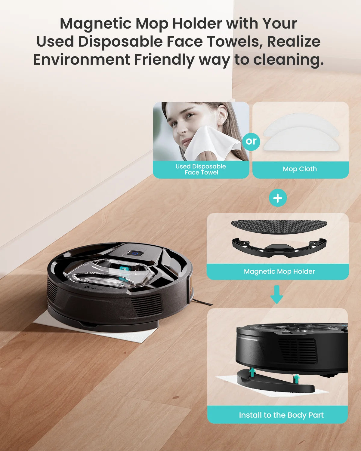 Robot Vacuum Cleaner, 210 Minutes, Visible Dustbin, Ideal for Pet Hair