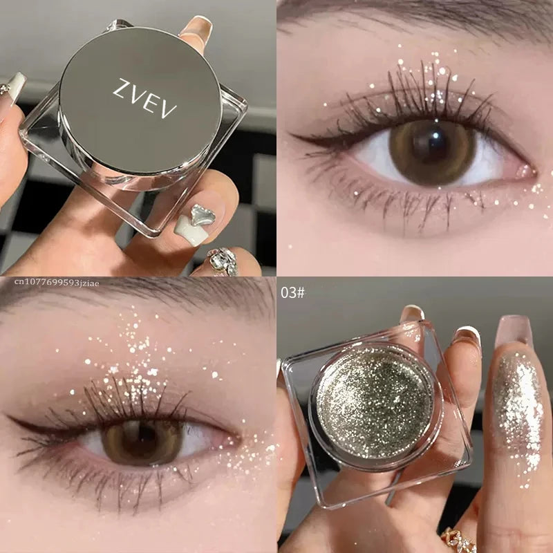 Glitter Punk Smoky Black Eyeshadow Gel Makeup Palette Metallic Dark Silver
Wet Eyes Shadow Highlighter Pearl Pigments Cosmetics