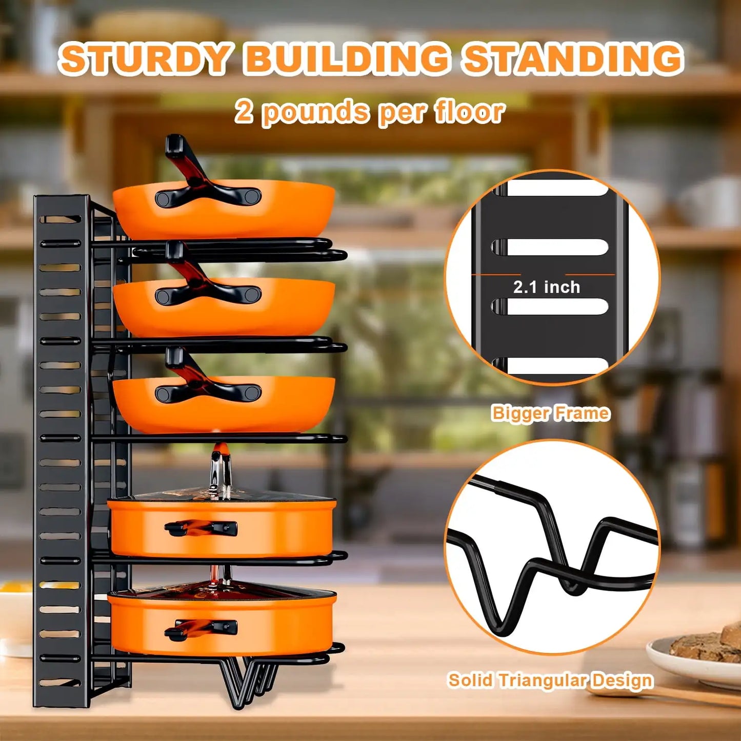 Pot Organizer Rack 8 Tiers Pots and Pans Organizer
Pot Lid Organizer for Kitchen Cabinet Cookware Organizers and Storage