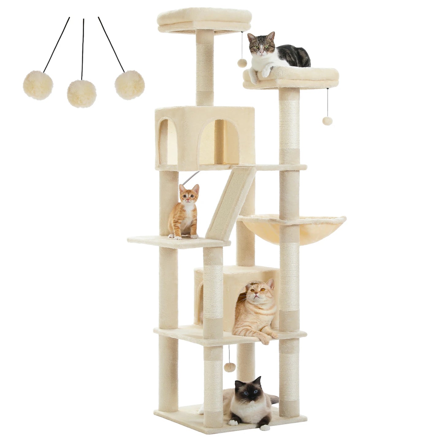 Large Cat Tree Tall Cat Tower for Indoor Cats
Multi-Level Plush Cat Condo with Scratching Posts Scratching Boards Perches Caves