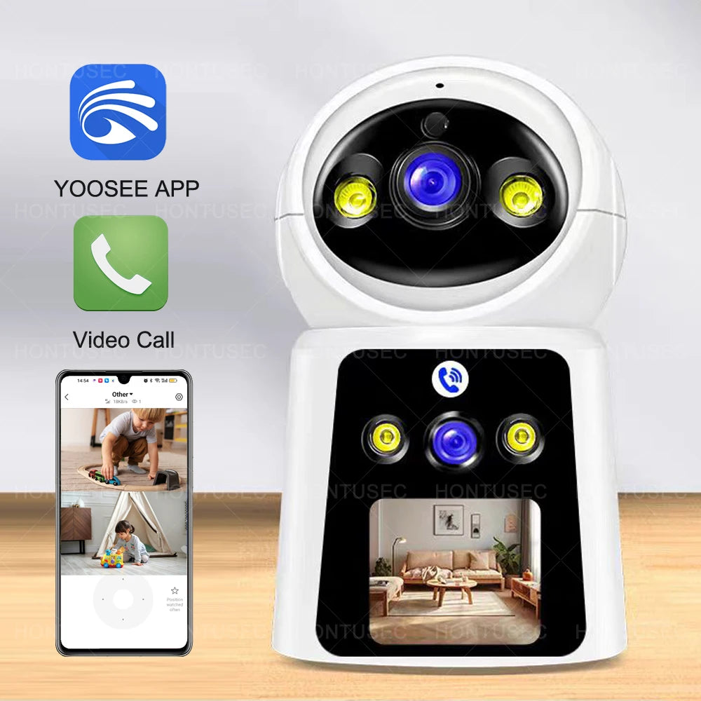 4K 8MP Dual Lens Dual Screen Video Call Camera Auto Tracking Two Way Audio Color Night Vision 4MP Baby Monitor