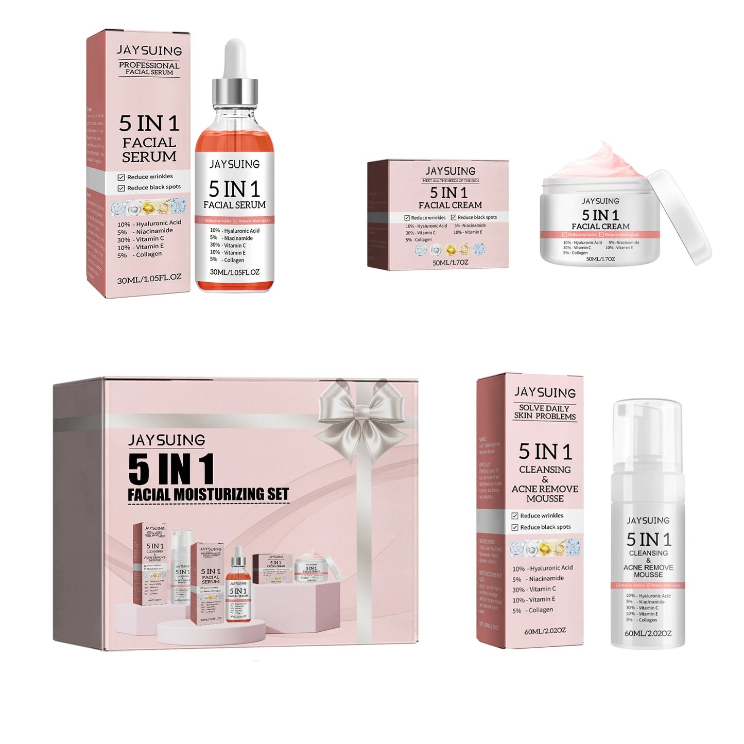 5 In 1 Anti Aging Serum Fade Fine Lines Tighten Remove Dark Spot Pore Shrinking