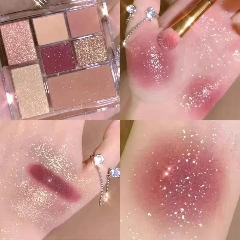 Cool Smoked Eyeshadow Palette Pink-black Hot Girl Glitter Pearly Shadow Eyes Korean Makeup Pallet Cosmetics