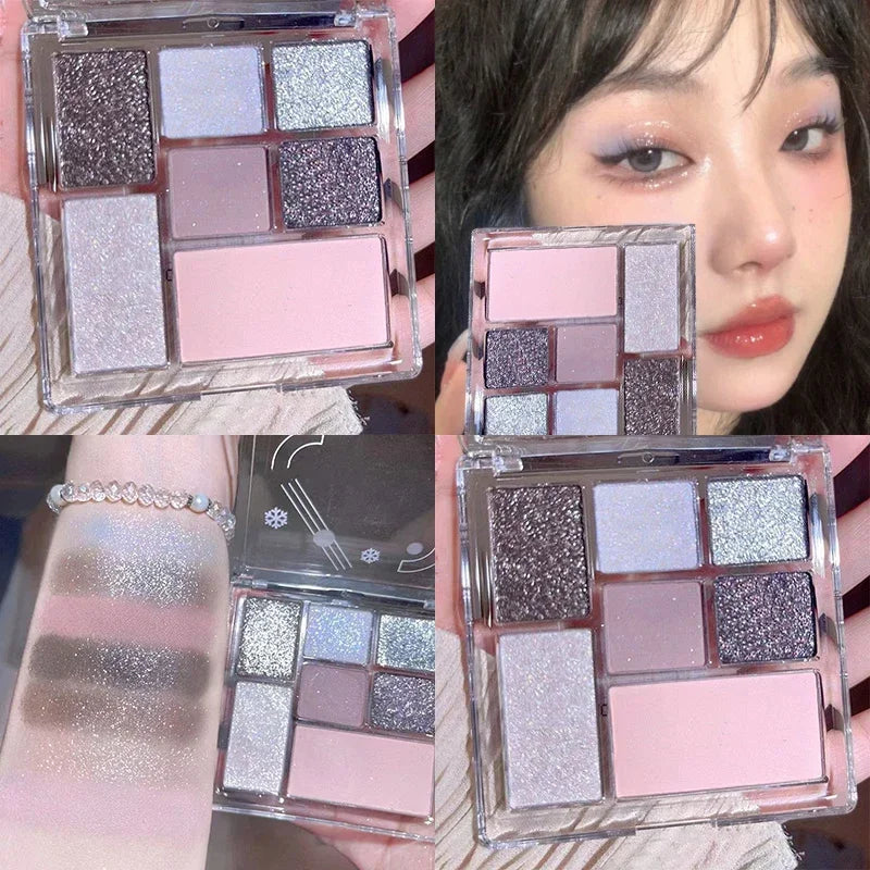 Cool Smoked Eyeshadow Palette Pink-black Hot Girl Glitter Pearly Shadow Eyes Korean Makeup Pallet Cosmetics