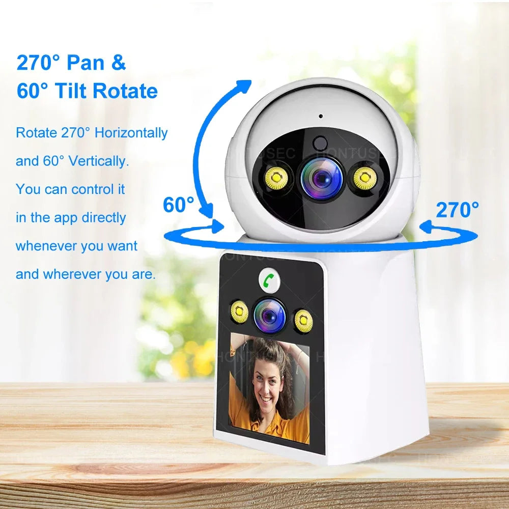 4K 8MP Dual Lens Dual Screen Video Call Camera Auto Tracking Two Way Audio Color Night Vision 4MP Baby Monitor