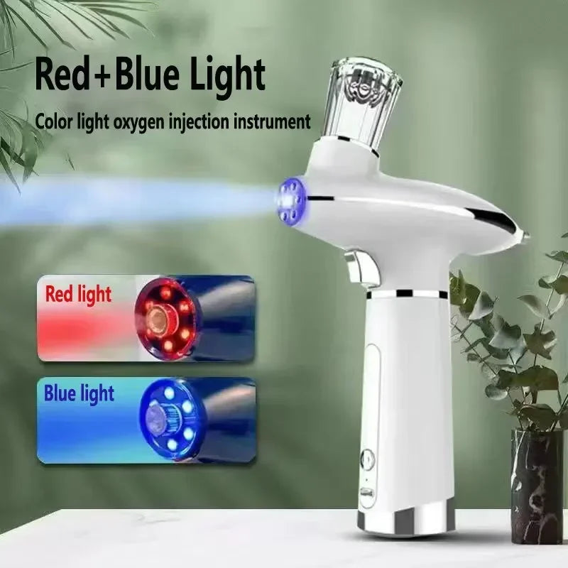 Airbrush Water Nebulizer Smooth Red Blue Light Skin Rejuvenation Oxygen Injector Oxygen