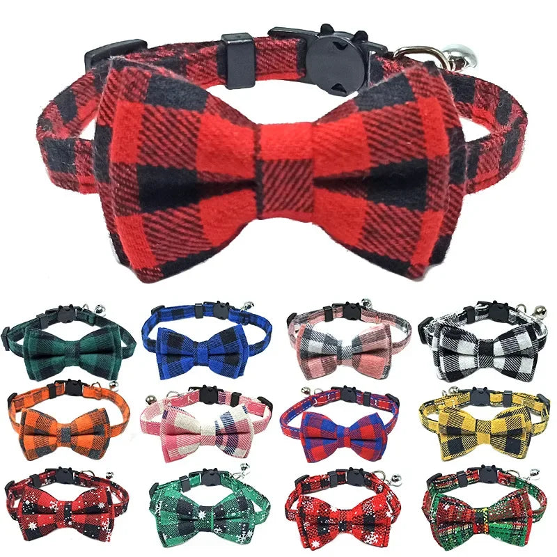 Pet Breakaway Cat Collar Bow Tie and Bell Cute Plaid
Christmas Red Elastic Adjustable Dog Collar With Sash Small Bell For Cats
