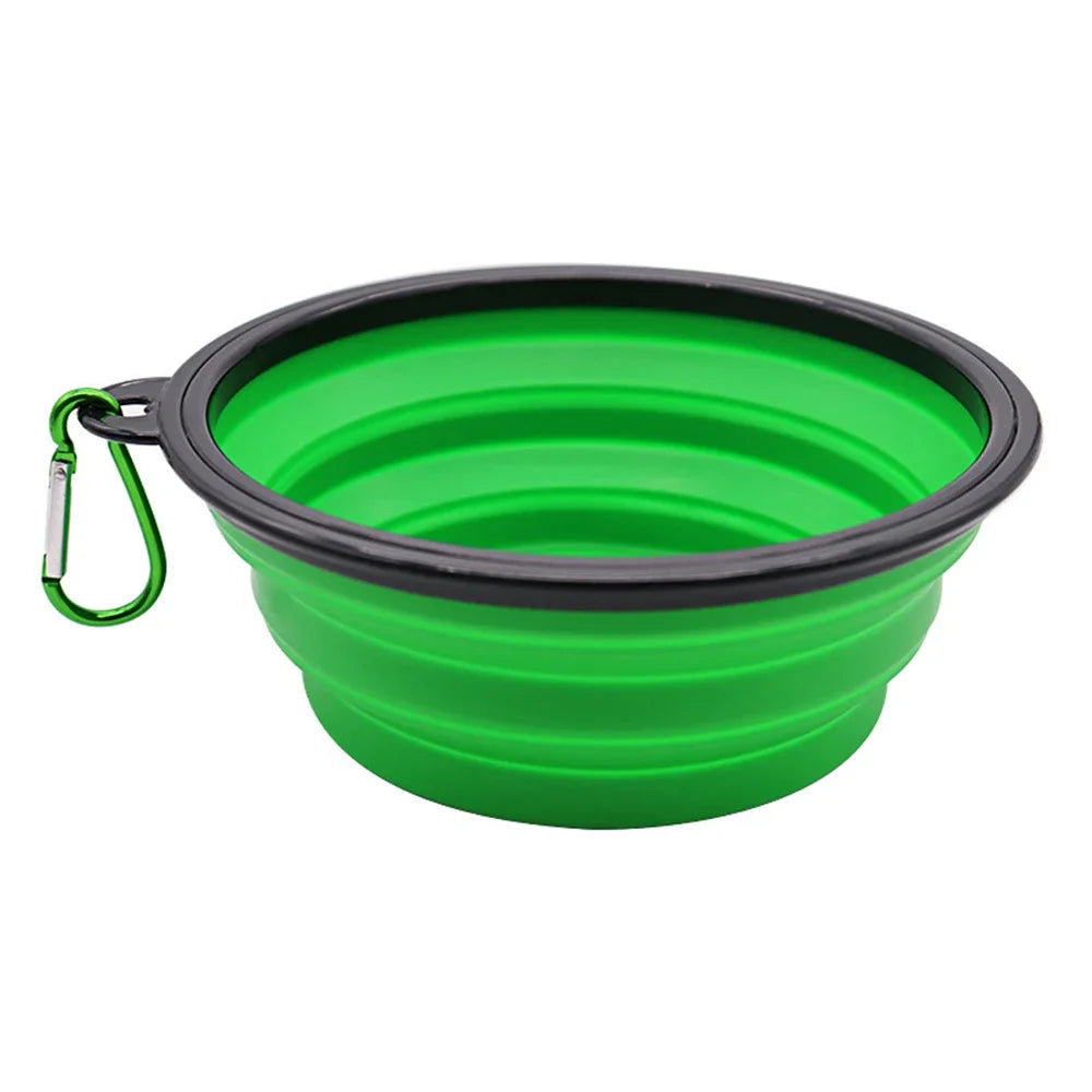 Outdoor Portable Pet Folding Bowl Silicone Dog Feeders with Hanging Hook Cat Dog Bowl Pet Items Dog Food Bowl
