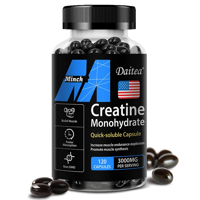 Creatine Monohydrate 3000 Mg, Easy To Absorb
Supports Strength, Muscle, Helps Replenish Muscle ATP Levels, 120 Capsules