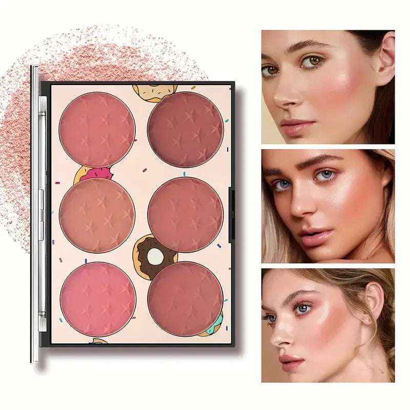 6-color blush palette, matte, waterproof, natural, long-lasting,
high-pigment brightening cute star print blush