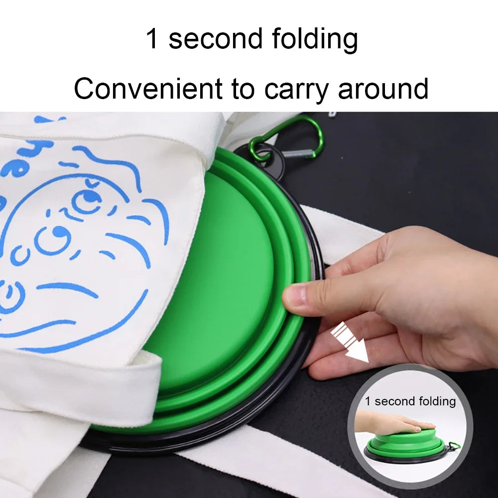 Outdoor Portable Pet Folding Bowl Silicone Dog Feeders with Hanging Hook Cat Dog Bowl Pet Items Dog Food Bowl