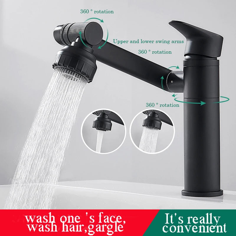 1080° Swivel Bathroom Sink Faucet Basin Faucet Mixer Deck
Mounted Splash Proof Water Tap Shower Head Aerators Tapware PIPE x 2