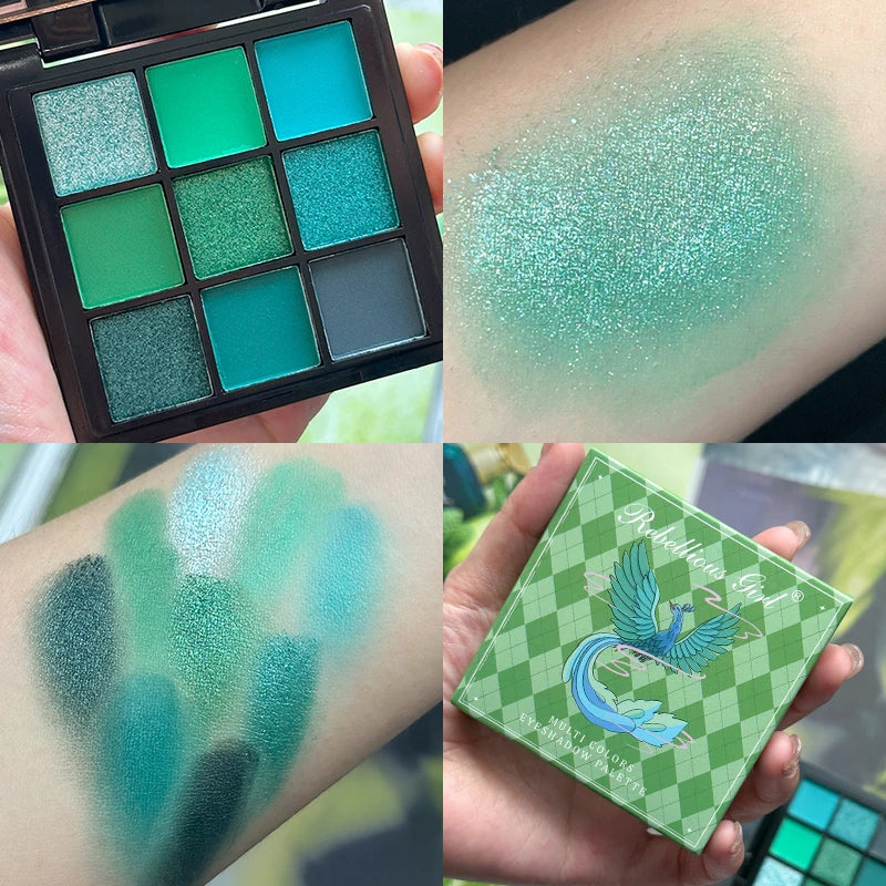 Green Peacock Eyeshadow Palette, Pearly Glitter