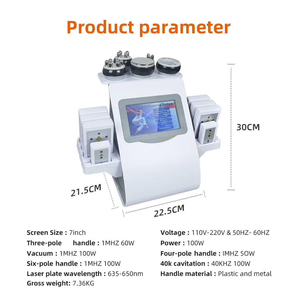 Ultrasonic 40K Cavitation Machine Vacuum Weight Loss Body Slimming Device
Anti-cellulite Fat Burner Cellulite Massage Equipment