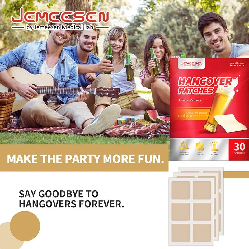 Party Recovery Patch, Hangover Relief Patch,
Fast Relief for Headaches, Body Aches & Mental Fatigue, Boost Of Alertness 30-Pack