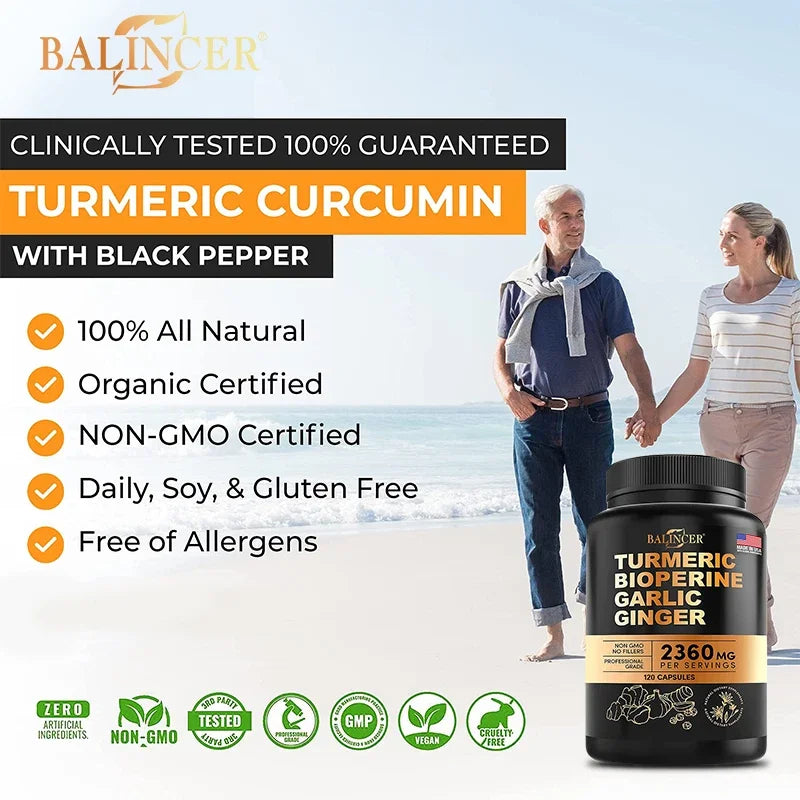 Turmeric Extract - helps fast absorption of vitamins and
anti-inflammatory, joint muscle, immune system health